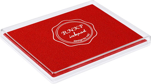 Fstaor Permanent Large Red Ink Pad for Rubber Stamps, 5x4 inch Non-Toxic Safe Stamp Pads for Kids Paper Wood Fabric (Red)...