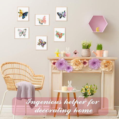6 Set Butterfly Embroidery Kit Butterfly and Flower Cross Stitch Set Embroidery Kits for Adults with Patterns Instructions Embroidery Hoops Thread...