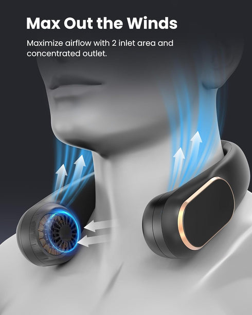 Koonie Neck Fan Rechargeable, Personal Portable Fan Battery Operated, Hands Free Wearable USB Neck Cooling Fan for Indoor Outdoor, Width Adjustabl...