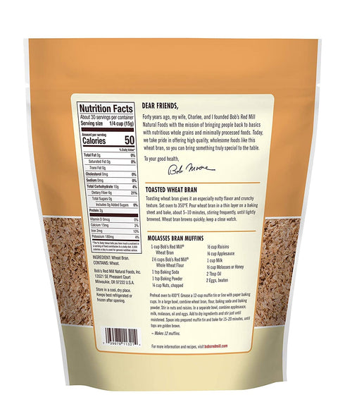 Bob's Red Mill Wheat Bran, 8oz (Pack of 1) - Non GMO, Vegan, Kosher...