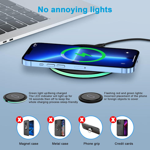15W Wireless Charger, Qi Charging Pad Compatible with Samsung S23 S22 S21 S20(5G) S10, Z Fold Z Flip, Note 20 10, Google Pixel 7 6 5 4 3 Pro XL, i...
