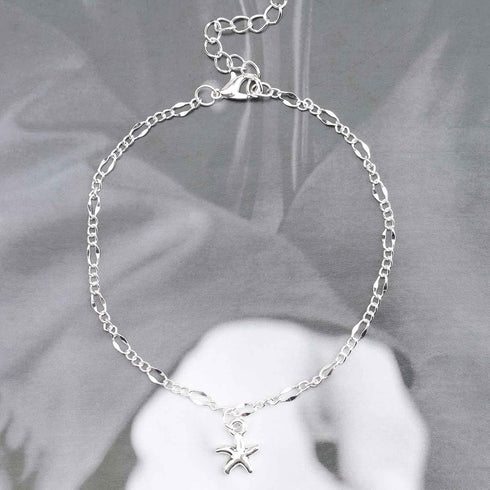 Boho Starfish Anklet Dangle Star Ankle Bracelet Silver Anklet Vintage Figaro Chain Anklet Bracelet Summer Foot Chain Jewelry for Women and Girls G...