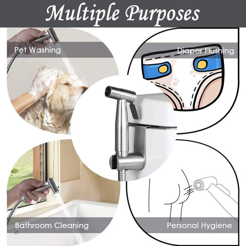 Bidet Sprayer Head, Stainless Steel Handheld Bidet Sprayer kit with Hook, Baby Cloth Diaper Sprayer, Easy to Install for Personal Hygiene and Bedp...