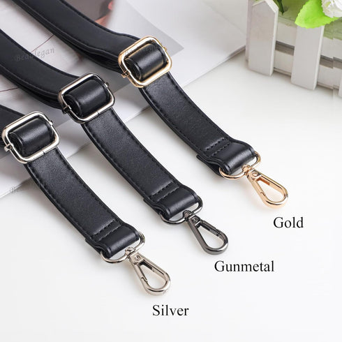 Beaulegan Classic Long Purse Strap Replacement, Microfiber Leather, Adjustable for Crossbody/Shoulder Bag, 1 Inch Wide (Black/Gold)...