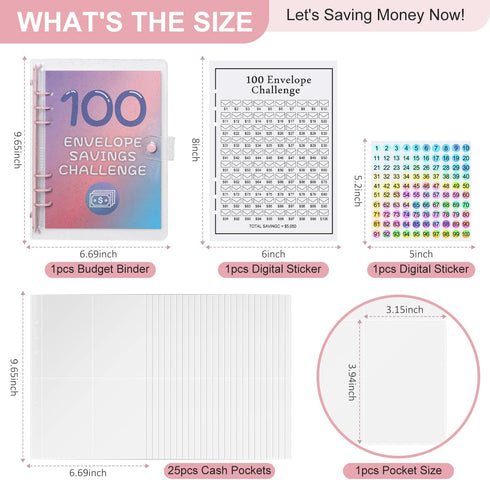 100 Envelope Money Savings Challenge Binder, Expense Budget Sheet for Budgeting and Saving Money, Budget Binder with Cash Envelopes, Easy and Fun ...
