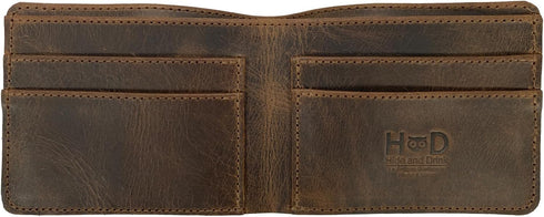 Hide & Drink, Slim Bifold Wallet, Classic Billfold for Pocket or Bag, Store Money, Cards and Cash, Travel Accessory, Full Grain Leather, Handmade,...