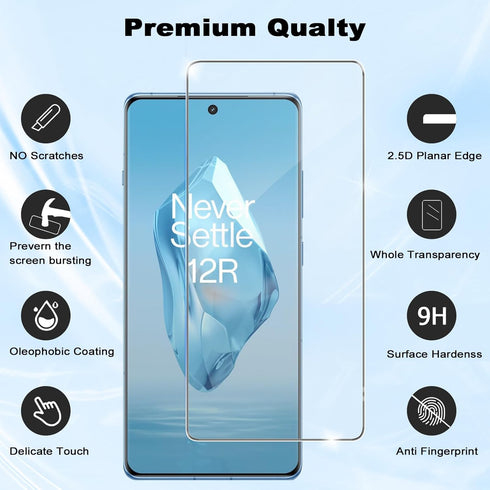 2+2 Pack for OnePlus 12R Screen Protector, 2 Pack Tempered Glass Protector with 2 Pack Camera Lens Protector for OnePlus 12R 5G, Case Friendly, 9H...