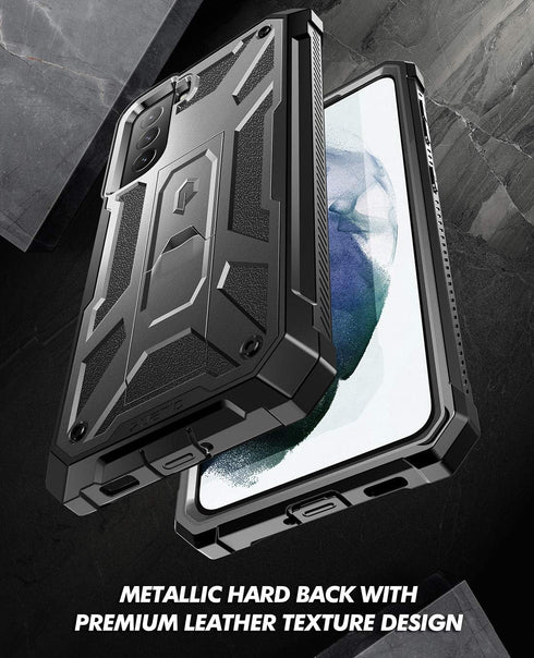 Poetic Spartan Samsung Galaxy S21+ Plus 5G 6.7" Case, Fingerprint ID Compatible, Shockproof Protective Cover, Kickstand, Metallic Gun Metal...