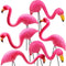 GiftExpress Pink Flamingos Yard Decorations - 6 Pack Small 14" Tall Plastic Flamingo Statue w/Metal Stakes - Flamingo lawn Ornaments & Garden Deco...
