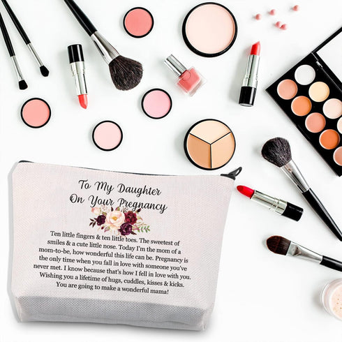 Pregnancy Daughter Makeup Bag with Waterproof Canvas and Zipper Closure...