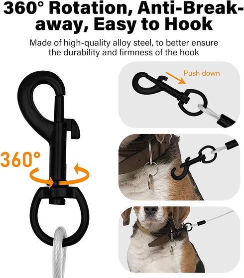 Stainless Steel Water and Chew Proof Dog Leash with Hooks for Large, Medium and Small Dogs 4FT Wire Alloys Camping with Soft Handle(Transparent)...