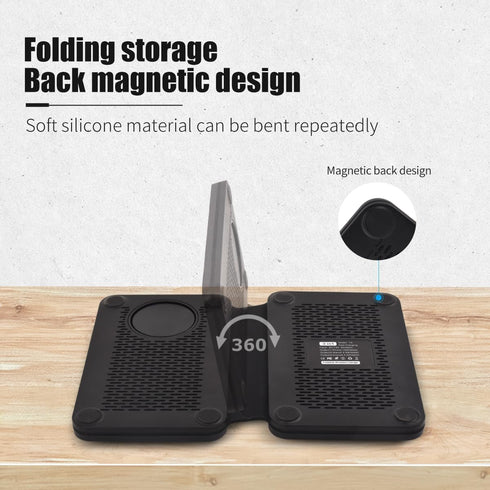 3-in-1 Charging Station for Apple Devices, 21W Mag Safe Wireless Charger, Foldable Travel Charger for iPhone 16-12 Series, AirPods, and iWatch Ser...