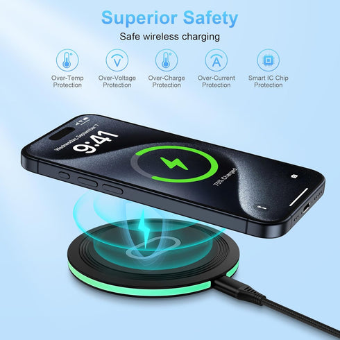 15W Wireless Charger Fast Charging Pad for Samsung Galaxy S24 S23 S22 S21 S20 Ultra 5G S10 S9 S8,Galaxy Buds,Note 20 10 9 8,Google Pixel 8 7 6 Pro...