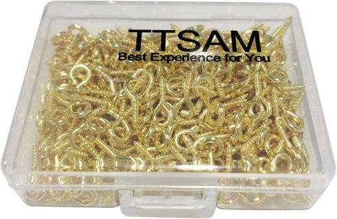 300PCS Mini Screw Eye Pin Pegs, 10 x 5mm Hooks, Self Tapping Screws for Arts & Crafts, Cork Top Bottles & DIY Jewelry Making (Gold)...