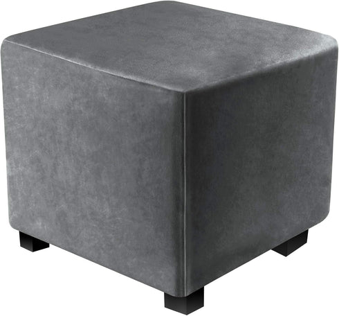 DUJUIKE Ottoman Covers Slipcover Square Ottoman Covers Protector for Footrest Foot Stool Furniture Stretch Comfortable Velvet with Elastic Bottom(...