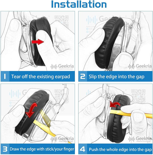 Geekria QuickFit Leatherette Replacement Ear Pads for Sony MDR-V500DJ, MDR-V500, WH-CH520 Headphones, Repair Parts (Black)...