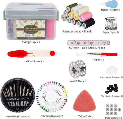 Premium Sewing Kit Set - Portable Sewing Supplies for Beginner Traveler and Emergency Clothing Fixes,DIY Crafts Accessories with Thread, Scissors,...