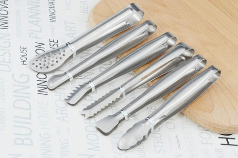 Small Serving Tongs Set 6-Inch Appetizer Tongs Stainless Steel Mini Tongs, Set of 6...