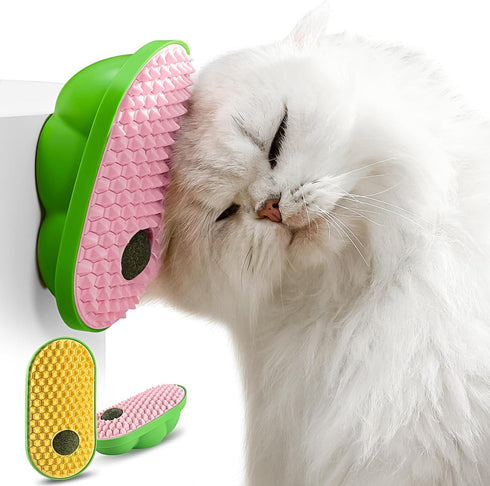 2-Pack Catnip Toys for Indoor Cats, Stick on Wall Catnip Ball Toys for Cats to Lick, Massage & Self Grooming (Yellow & Pink)...