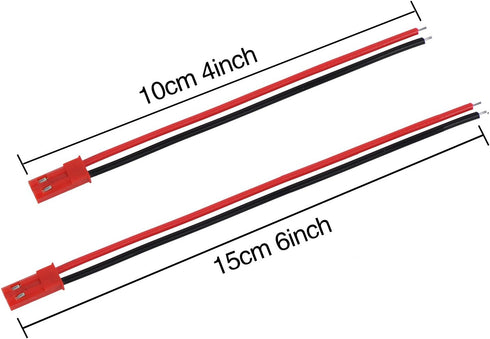 eBoot 20 Pairs 22 AWG JST Plug Connector 2 Pin Male Female Plug Connector Cable Wire for LED Lamp Strip RC Toys Battery, 4 Inch, 6 Inch...