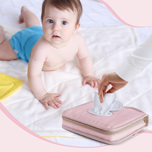 Diaper Clutch Bag with 2 Pieces Wipes Dispensers, Small Diaper Bag with Multiple Pockets for Storage of Baby Necessities, Baby Travel Essential, P...