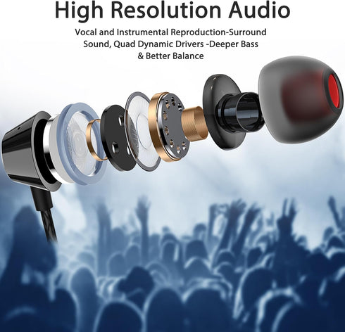 3.5mm Wired Earbuds with Microphone in-Ear Headphones Magnetic Earphones Noise Canceling Audio Corded Headset for Samsung A15 A25 A14 A13 A03s S10...