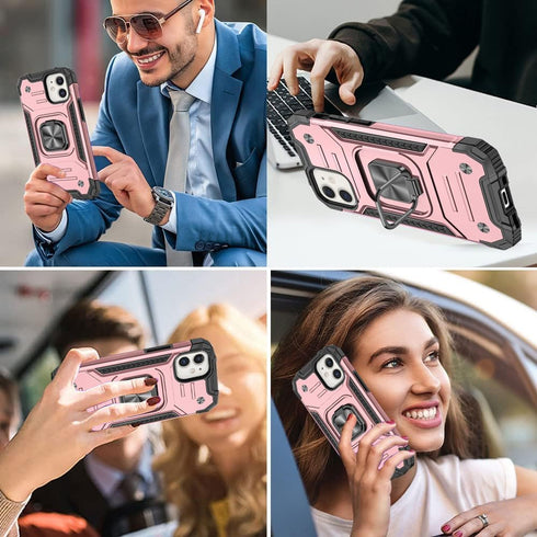 HNHYGETE for iPhone 12 Case, iPhone 12 Pro Case with Screen Protector: (Heavy Duty) Military Grade 360° Rotatable Kickstand Shockproof Protective ...