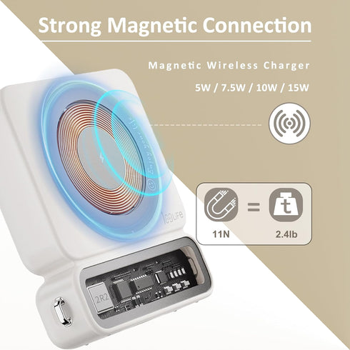 Wireless Portable Charger 10000mAh, 22.5W PD Fast Charging Power Bank with LED Display, Stronger Magnetic Battery Pack, Retro Grey...