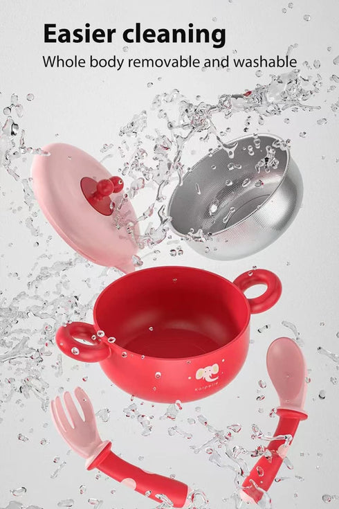 Baby heat preservation bowl 3-piece se,Baby food supplement bowl,Baby Feeding Set with Spoon for Babies Kids Toddlers - First Stage Self Feeding R...