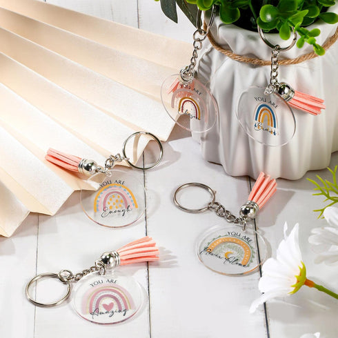 Unittype 30/50/100 Rainbow Keychain Inspirational Keychain Employee Appreciation Gifts for Coworkers Thank You Key Chains(50 Pcs)...