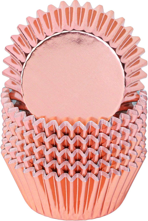 URATOT 100 Pieces Foil Metallic Cupcake Liners Muffin Wrappers Foil Baking Cups Muffin Paper Cases, Rose Gold...