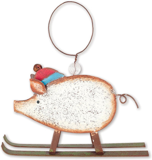 Sunset Vista Designs Pig On Skis Holiday Ornament 6x6...