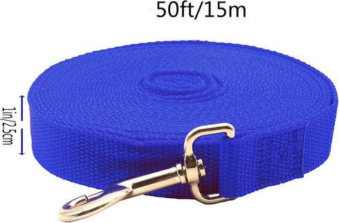 Flat Nylon Lunge Line - Dog Training Rope Equipment with Swivel Bolt Snap - for Training Leash, Play, Safety, Camping,or Backyard1 inch x 50 ft....