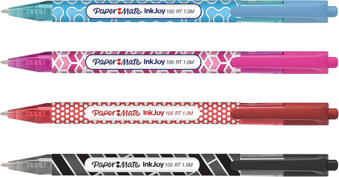 PaperMate InkJoy 100 RT Wrap Ballpoint Pens, Retractable Medium Point - Assorted Colours, Pack of 4......