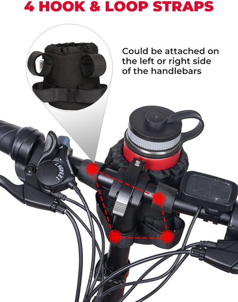 KEMIMOTO Bike Cup Holder, Bike Water Bottle Holder Bicycle Handlebar Drink Holder with Mesh Pockets Phone Bag, Universal Compatible with Road Bike...