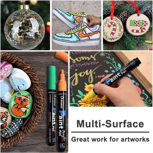 Overseas White Paint Pens Paint Markers - Permanent Acrylic Markers 3 Pack, Water Based, Quick Dry, Waterproof Paint Marker Pen for Rock, Wood, Pl...