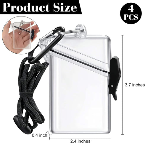 4 Pack Waterproof ID Card Badge Holder Case Clear ID Holder Waterproof Card Holder for Swimming with Lanyard and Keychain for Id Badges Credit Car...