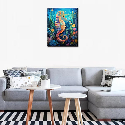 Tucocoo Paint by Numbers Kits,Painting Kits for Adults Beginner Kids,Sea Horse Art Plant Acrylic Paints&Brushes Painting Kit Wall Decor Craft Gift...