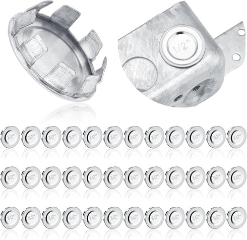 36 Pcs Knockout Seal Electrical Box Knockout Plugs for 1/2 Inch Pipe, Round Steel Removable Seal Electrical Box Fittings for Closure Unused Electr...