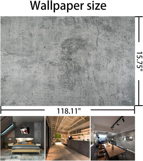 Concrete Wallpaper Cement Contact Paper Dark Grey Wallpaper Peel Stick Countertops 15.75" x 118.11" 3D Rustic Industrial Style Waterproof Removabl...