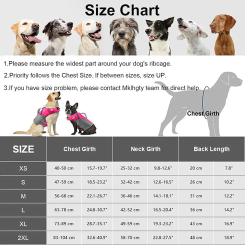 Dog Life Jacket, Reflective & Adjustable Dog Life Vest for Swimming & Boating, Ripstop Pet Safety Vest with Rescue Handle, High Buoyancy Dog Life ...