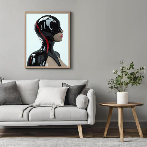 Posterizer 1 pcs-futuristic sleek woman in dark clothing 3-Abstract & Modern Art-Fantasy & Fiction Art-Gift for Women, Fashionistas, Designer Fash...