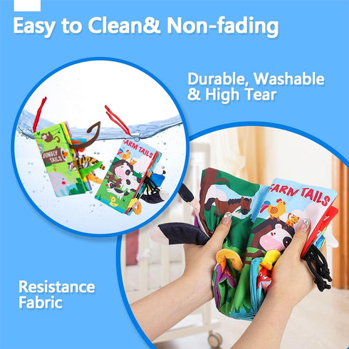 beiens Baby Books 0-6 Months, 2PCS Baby Toys 0-3-6-12-18 Months, Touch Feel Sensory Cloth Crinkle Soft Books, Tummy Time Toys, Infant Newborn Toys...