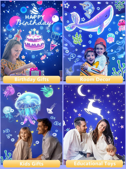 21 Sets of Films + Projector Night Light for Kids, Baby Star Projector for Bedroom, Ceiling, Kids Night Light with 360° Rotation Dimmable for Baby...