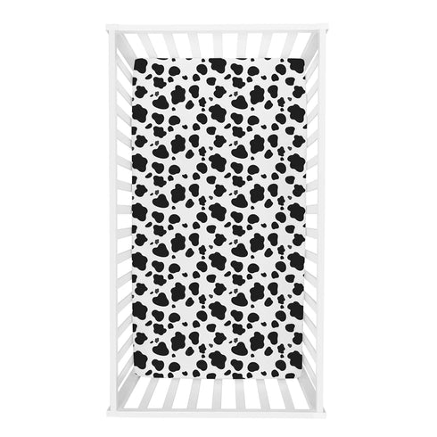 Cow Print Deluxe Flannel Fitted Crib Sheet-Cow Print, Cotton Flannel, Black, White, Fully Elasticized, 10 in Deep Pockets, Fits Standard Crib Matt...
