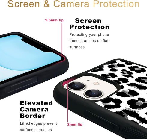 Black Leopard iPhone 13/14 Case - 6.1 Inch Blcak Leopard iPhone Case, Non-Slip Pattern Design and Shock Absorption, Soft Silica Gel Frame Support ...