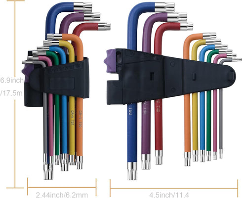 9 Pcs Hex Key Allen Wrench Set, Torx TRX Star Coloured Wrench Set T10, T15, T20, T25, T27, T30, T40, T45, T50 Hex Key Wrench Set for Furniture Ass...