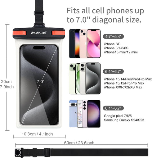 wellhouse Waterproof Phone Pouch, Waterproof Phone Case for iPhone 15 14 13 12 Pro Max XS Samsung, IPX8 3D Cellphone Dry Bag Beach Essentials Blac...