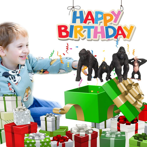 Gemini&Genius King Kong Toys, Safari Animal Toys Gorilla Family Figurines, Wildlife World Action Figure, Backyards Garden Flowerpot Room Decoratio...