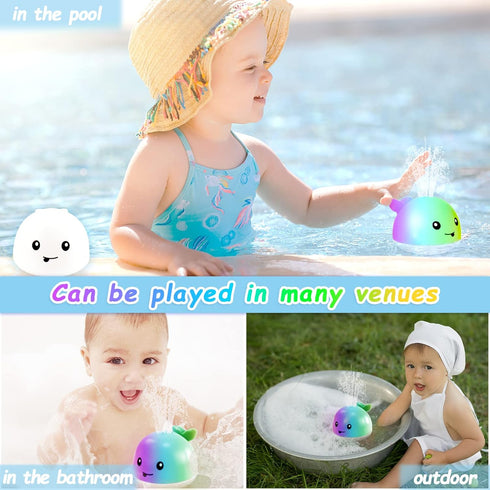 ZHENDUO Baby Bath Toys, Light Up Bath Toys, Sprinkler Bathtub Toys for Toddlers Infant Kids Boys, Automatic Spray Water Bath Toy, Pool Bathroom Ba...